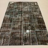 Distressed vintage turkish patchwork rug 217x151 cm wool medium