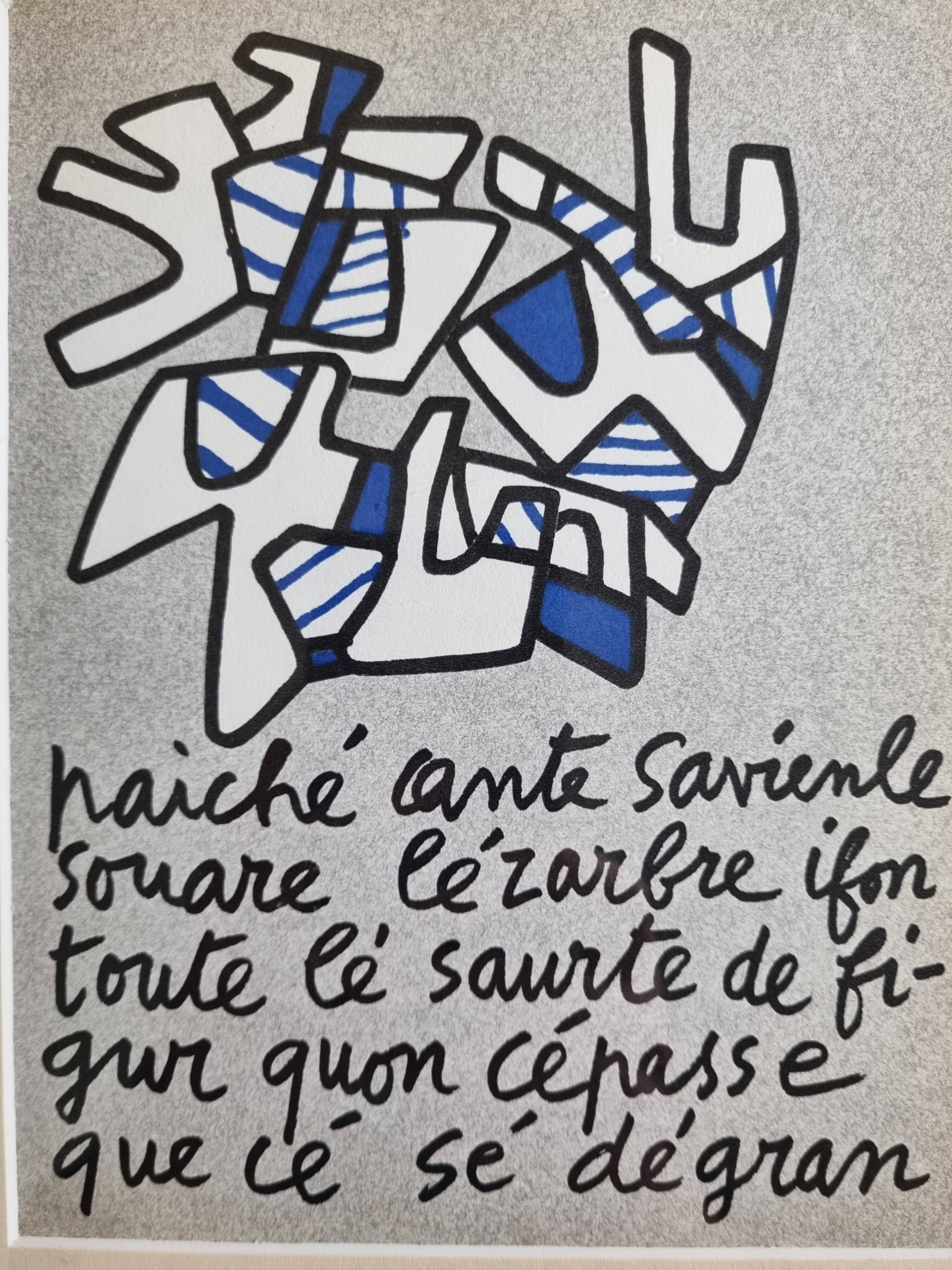 Screenprint after Jean Dubuffet framed under glass 26 cm by 32 cm