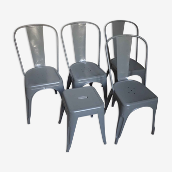 Suite Tolix chaises et tabouret éditées avant 1960