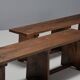 Ensemble de bancs artisanaux français en bois d'orme massif, 1960s