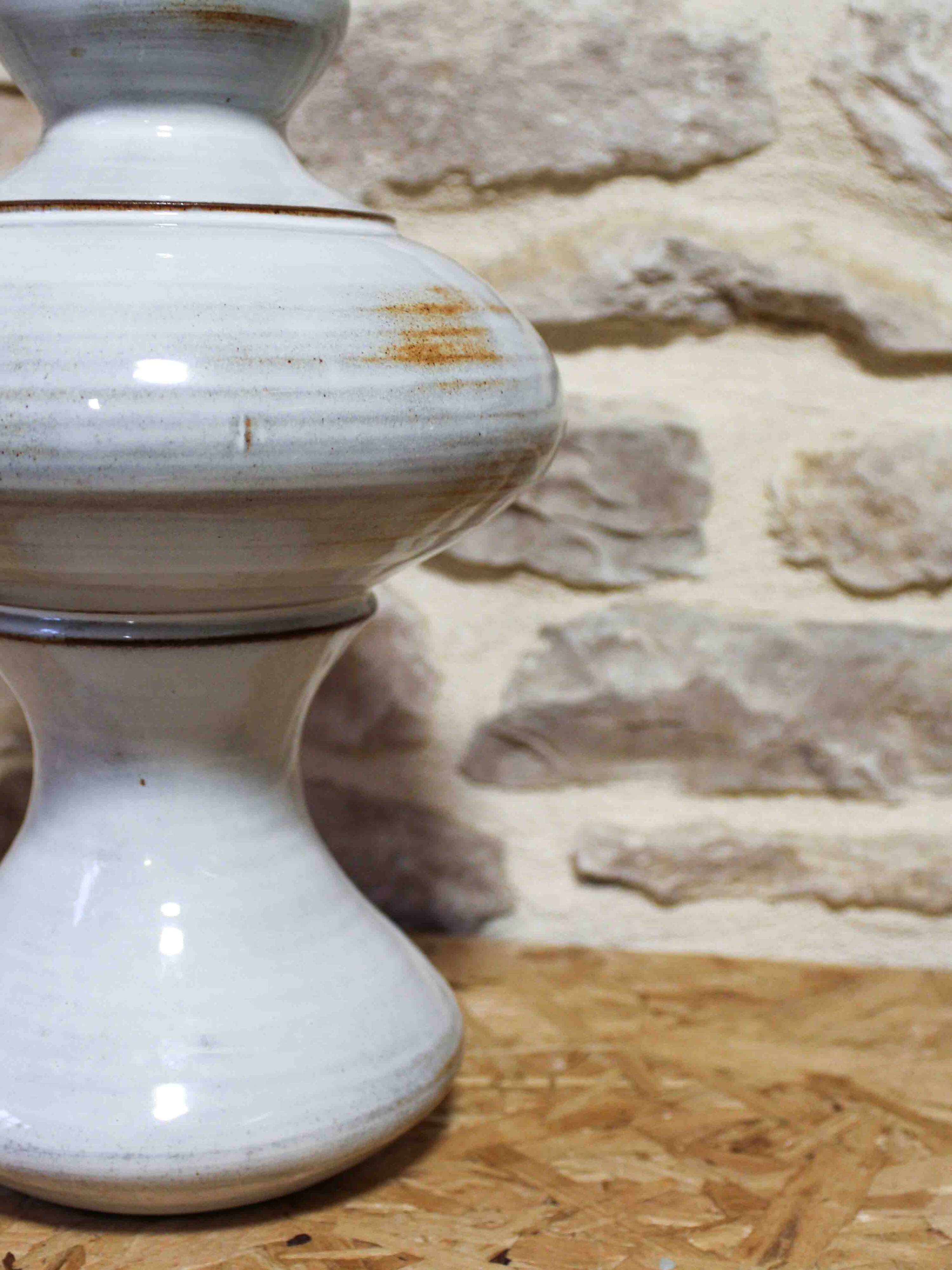 Large glazed ceramic lamp base by Jean-François Descombes, Vallauris.
