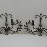 pair of grey patinated iron wall sconces