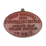 Plaque agricultural competition foire saint-pourçain-sur-sioule animals gras culards females