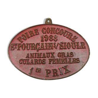 Plaque agricultural competition foire saint-pourçain-sur-sioule animals gras culards females