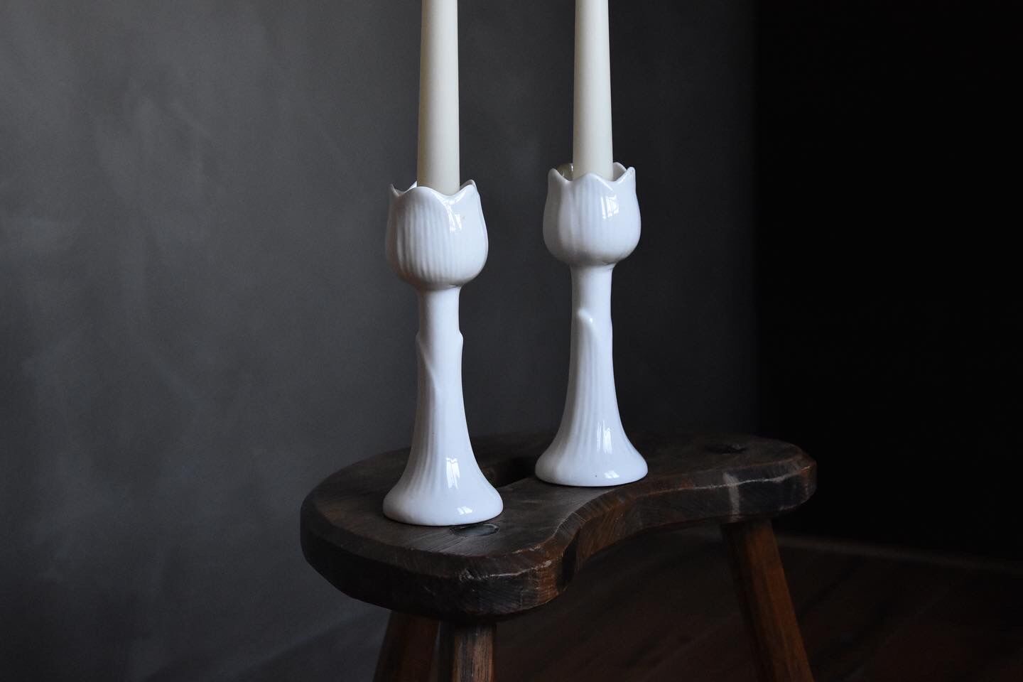 Pair tulip candlesticks