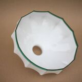 White opaline lampshade with green translucent border