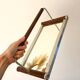 art deco wood and metal mirror tray with handle 1930s