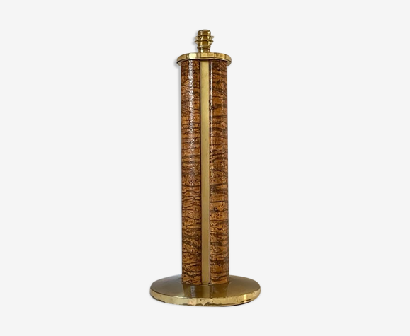Lampe vintage Roche Bobois en laiton / placage de bois