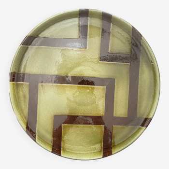 Large ceramic dish with vintage geometric pattern