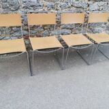 Chrome metal chair upholstered in leather 1970 Giandomenico Belotti