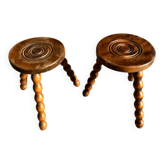 Duo of wooden stools