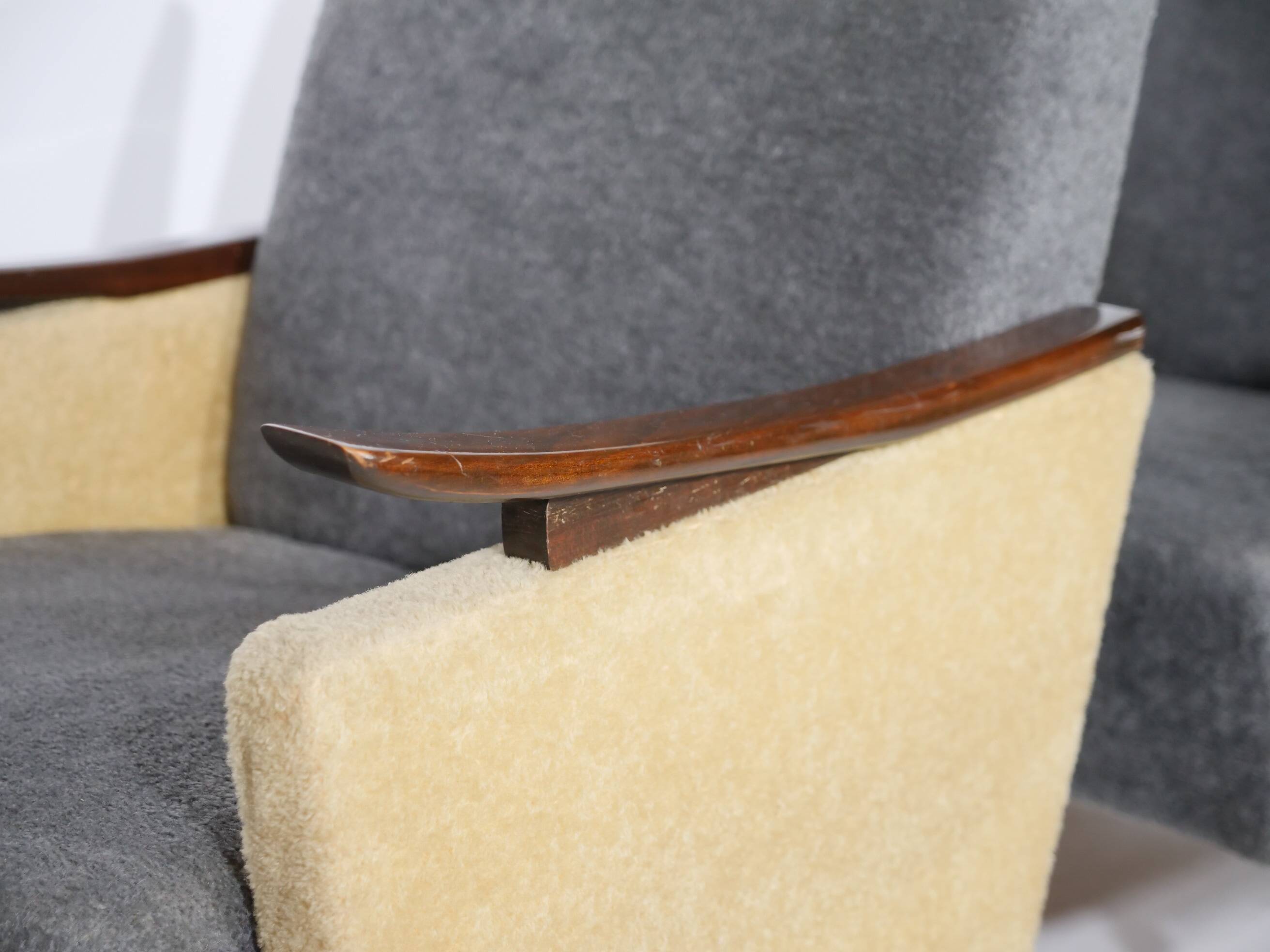 1950s-1960s French armchair set, vintage lounge chairs