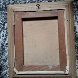 Old oil painting depicting a bouquet of flowers.