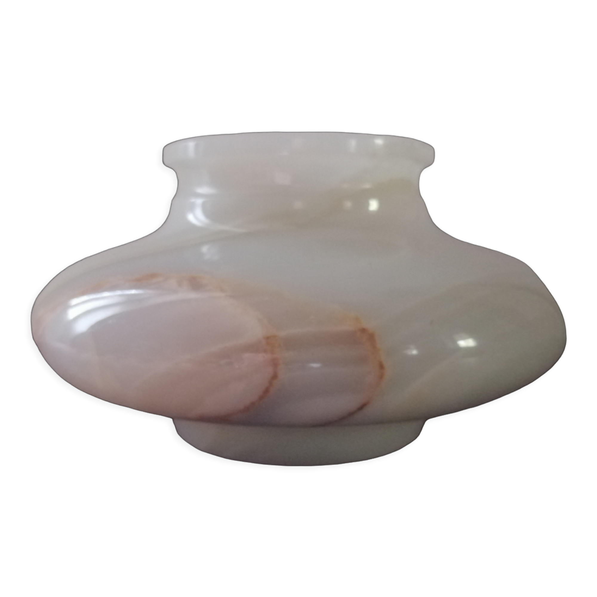 Flattened alabaster ball vase