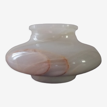 Flattened alabaster ball vase