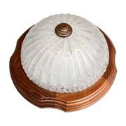 Italian ceiling lamp from the 1970s | ice glass and wood Mid Century Modern
