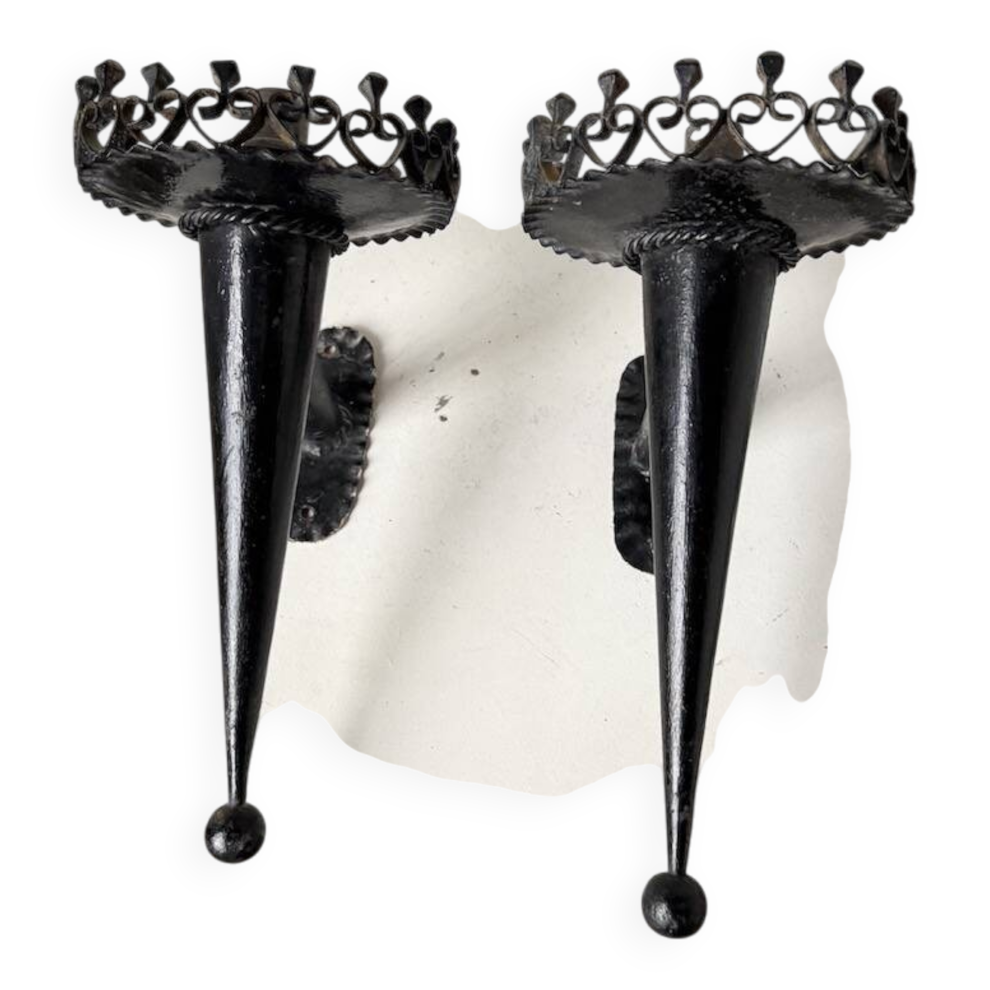 Black metal brutalist wall lights