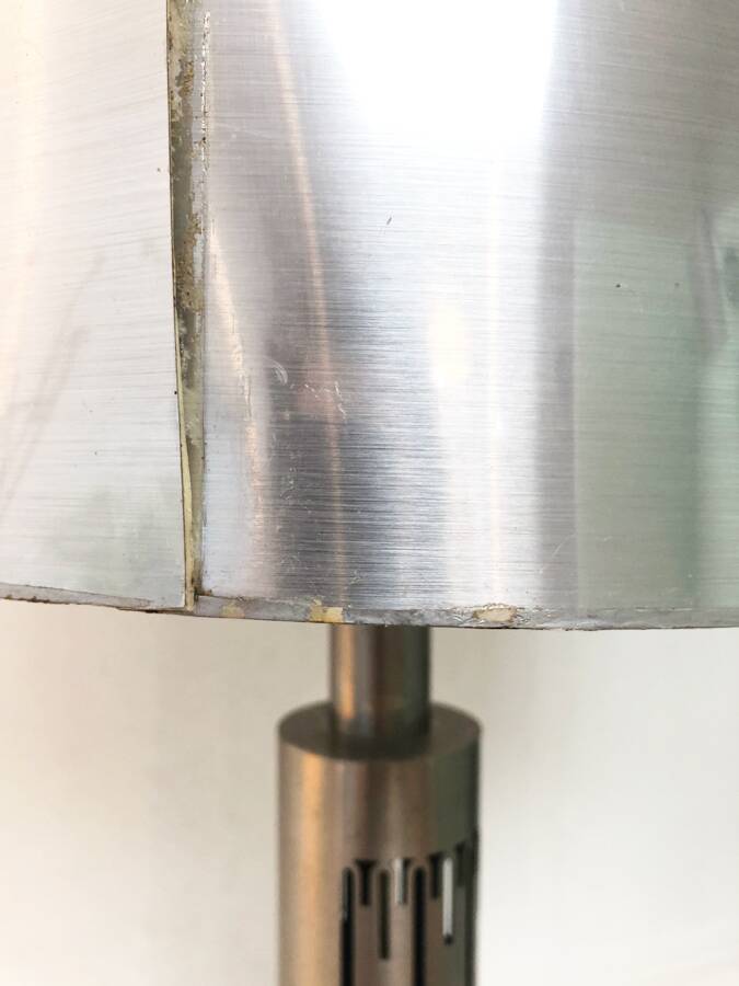 Vintage 70s design lamp in brushed aluminum