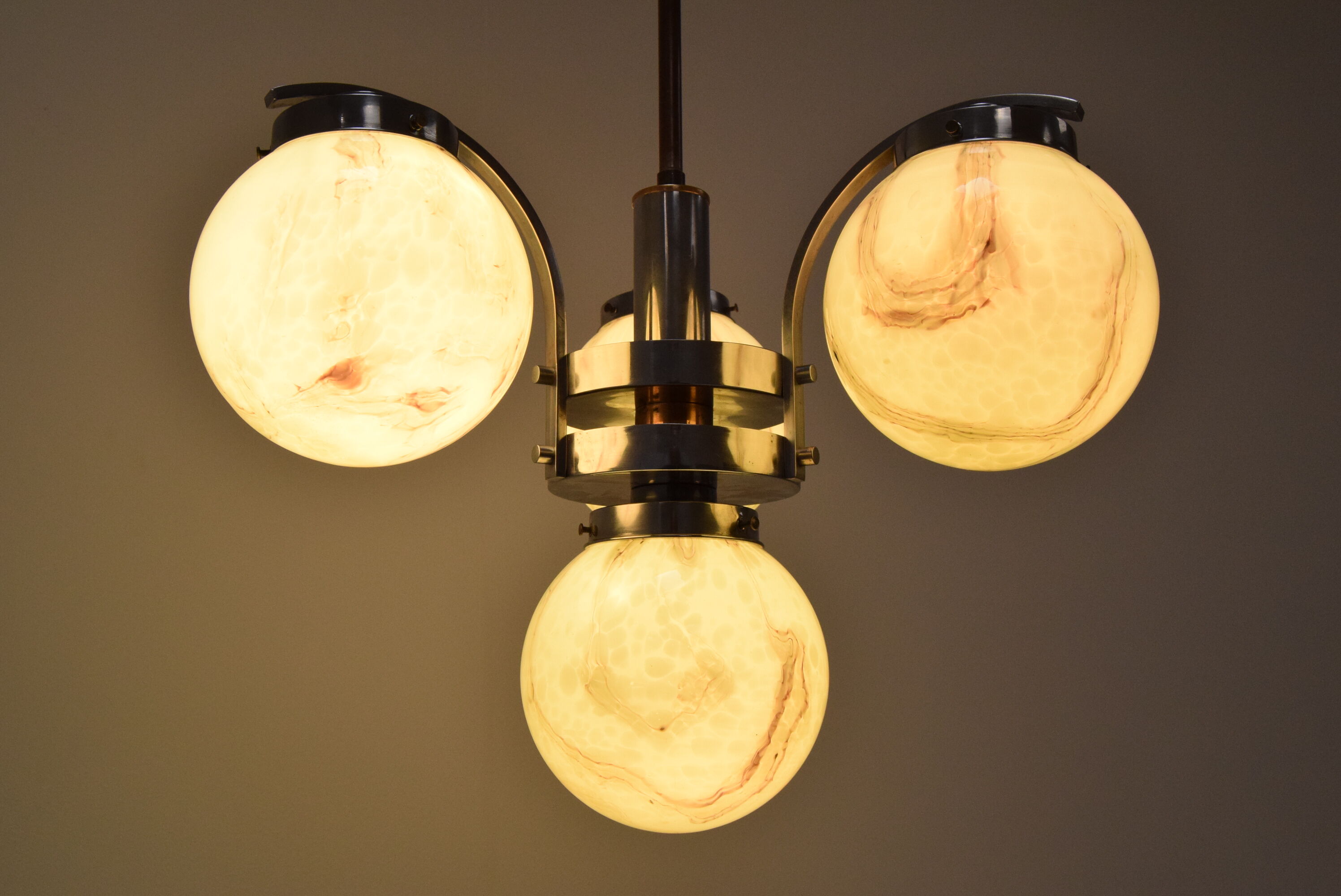 Art deco chrome chandelier,1930's.