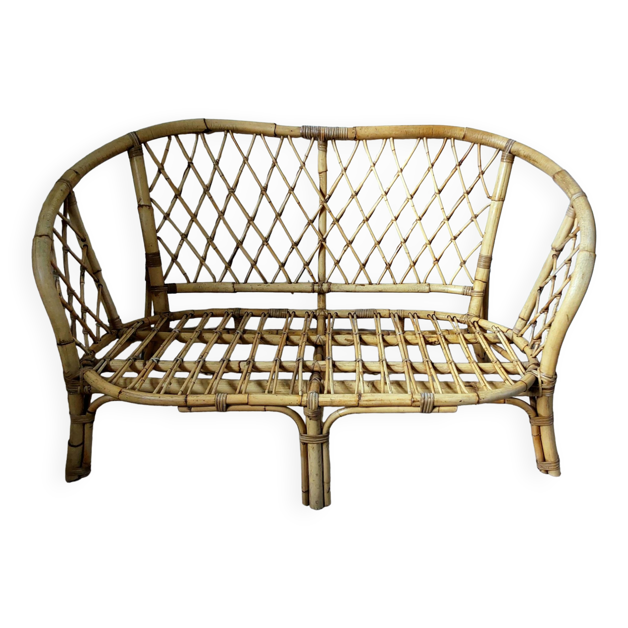 Banquette en rotin vintage