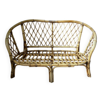 Vintage rattan bench