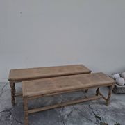 Paire de bancs de ferme rustique ancien entièrement Aérogommer