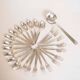 Silver plated metal service: 12 soup spoons, 12 forks and ladle.
