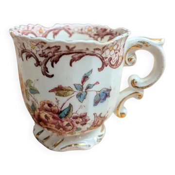 Antique Sarreguemines Fleury cup – Polychrome floral decoration 19th century