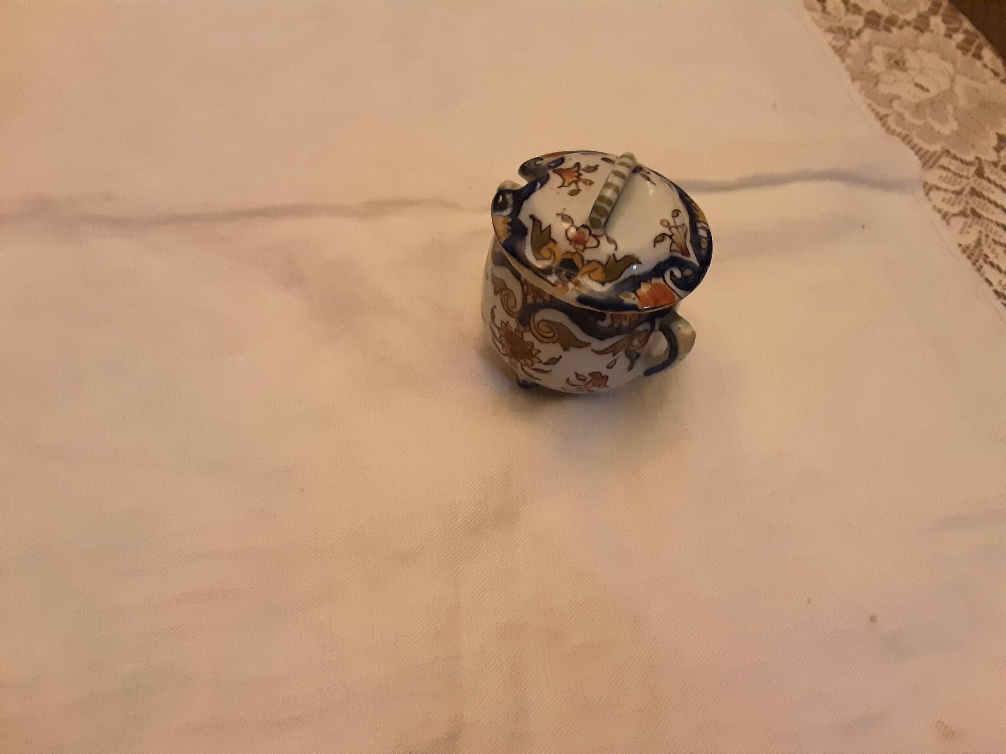 Antique faience mustard pot rouen dijon mustard