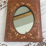 Vintage mirror all in leather 25x20cm