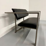 Salon brutaliste fauteuils simili métal design Karl Friedrich Forster