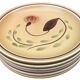 1960s 6 dessert plates Ateliers du Revernay France Matte stoneware Floral decoration