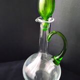 Blown glass wine carafe with engraved decoration