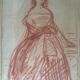 Félix BARRIAS 1822-1907. Woman standing. Red chalk.