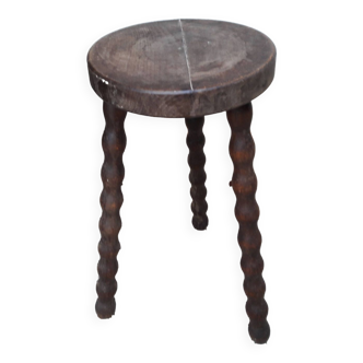 Tabouret tripode bois tourné