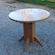 1950s round oak table, 2 heights, central quadripod leg