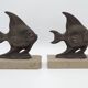 Vintage French Art Deco Fish Book Ends - Marble and Spelter Bookends