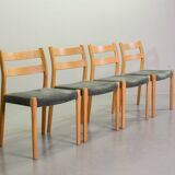 Niels Otto Moller Dining Chairs Model 84 Solid Beech Wood with Grey Velvet