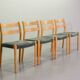 Niels Otto Moller Dining Chairs Model 84 Solid Beech Wood with Grey Velvet