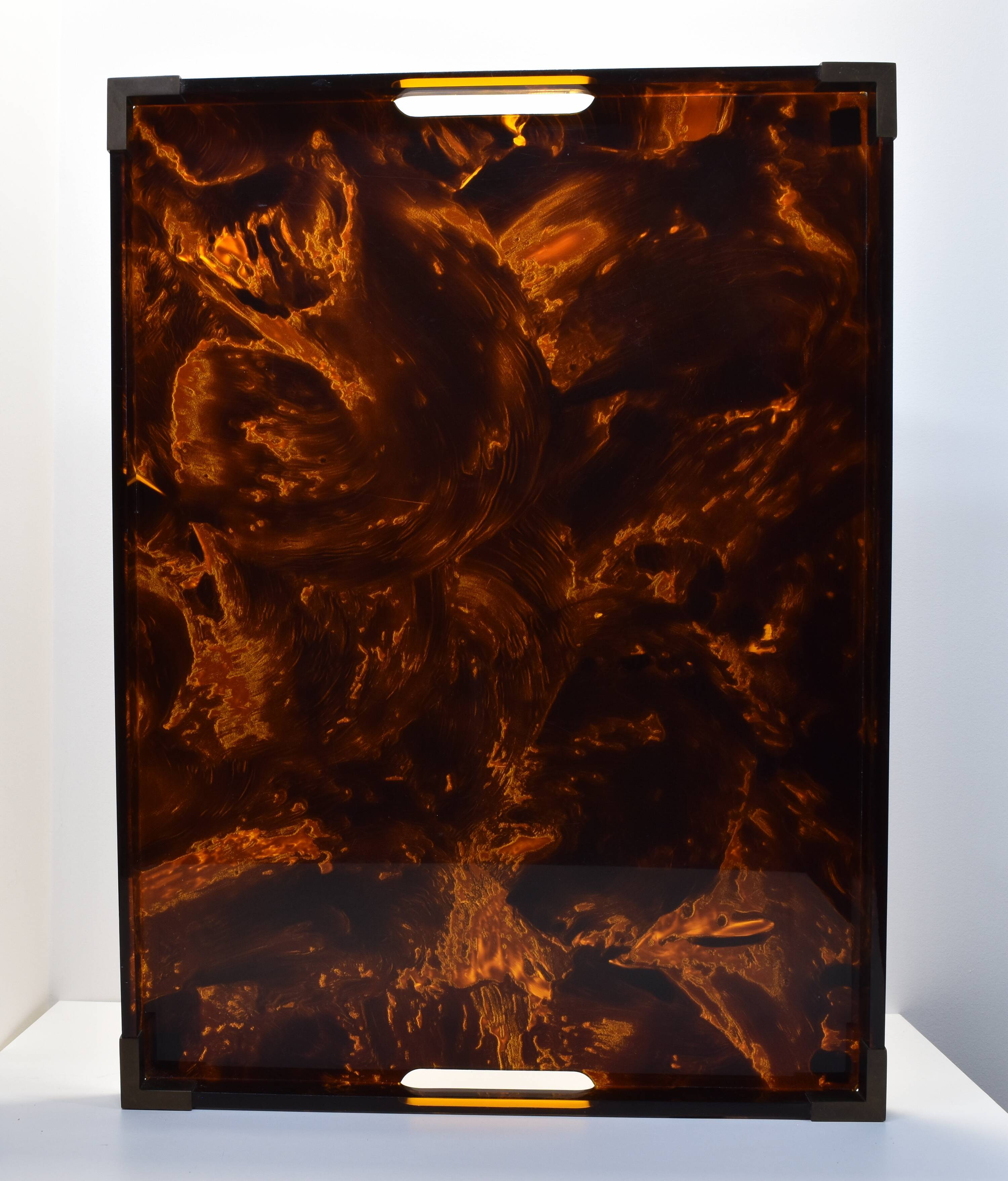 Tray 1970 plexiglass decoration scale and brass