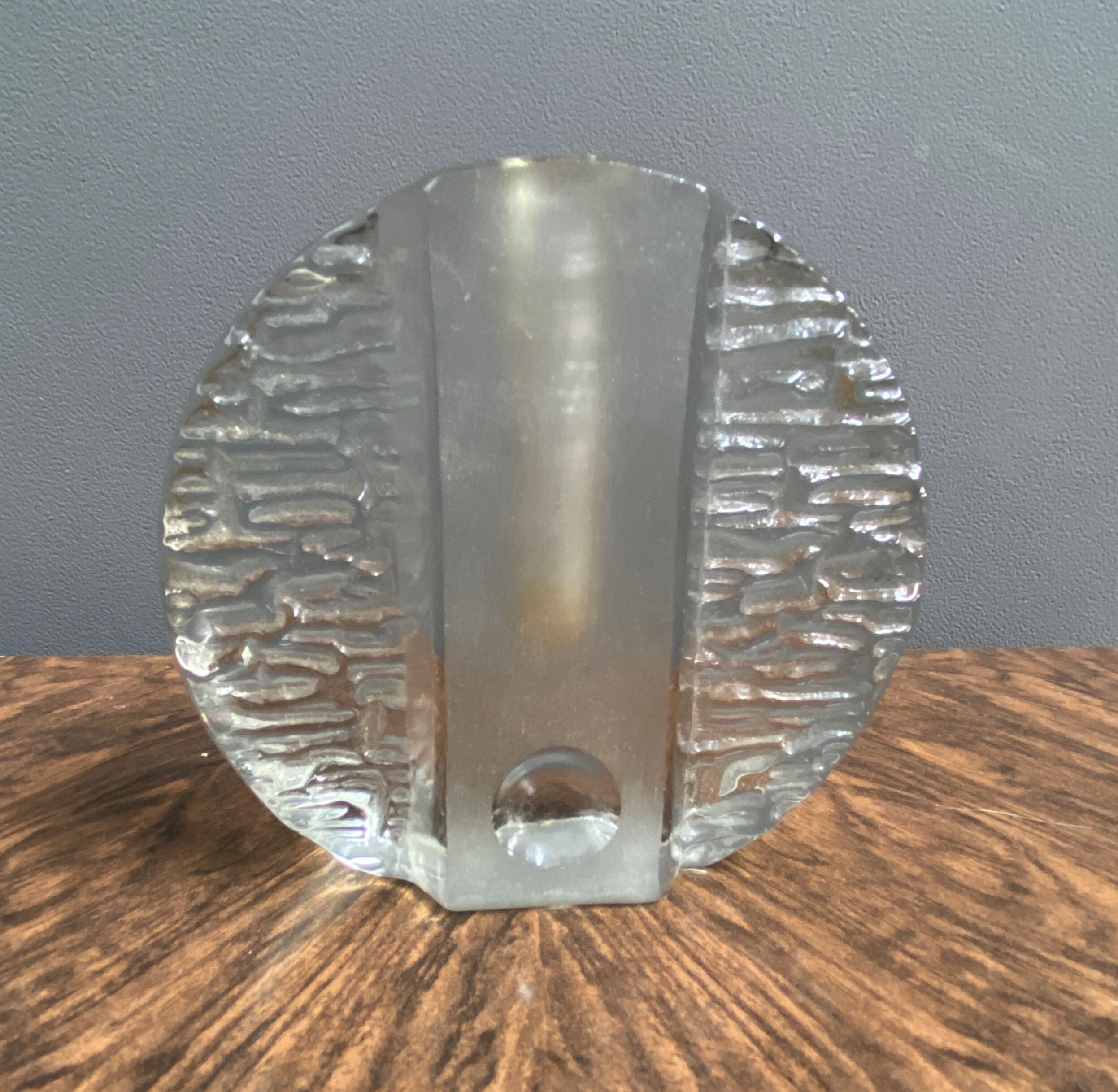 Glass Bud Vase, Walther Solifleur, Iceberg, Crystal, Glass Vase, Designed Heiner Dusterhaus, 1960s