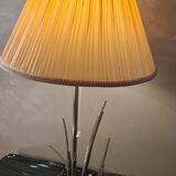 Desk lamp in marble and metal plated silver cigne decorated signed by agudo,