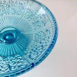 Bol ancien en verre, verre pressé turquoise, 19ème siècle