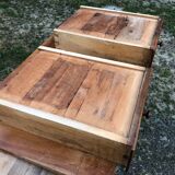 Louis Philippe style old cherry desk table with 2 drawers and 1 pull.