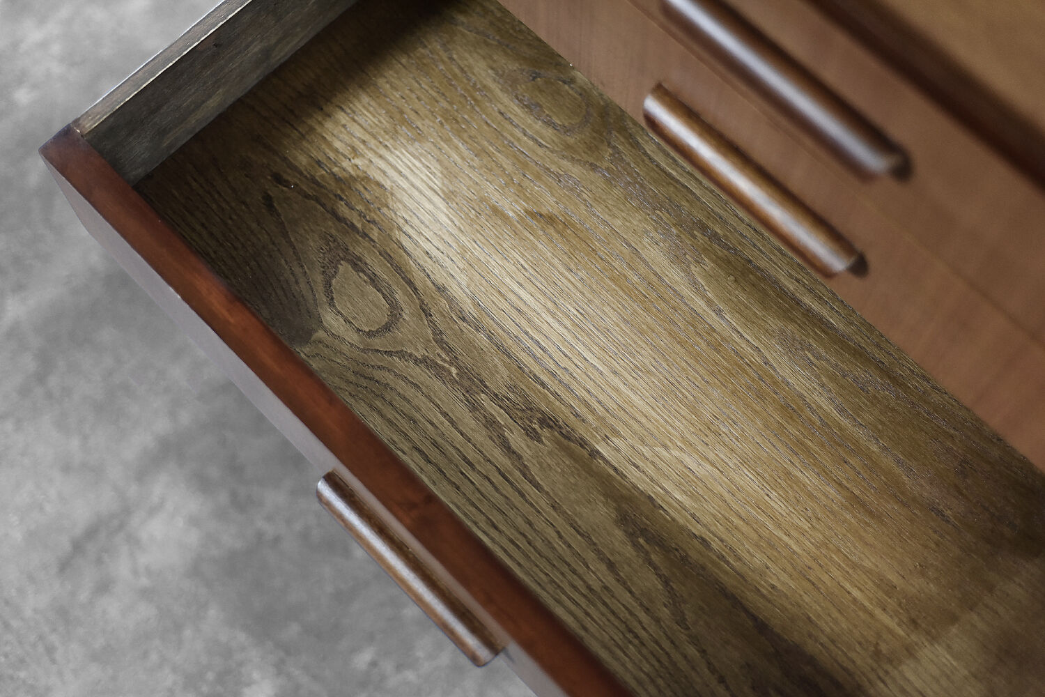 Classic vintage mid-century mahogany buffet with drawers, Danish Scandinavian style, 1970s.