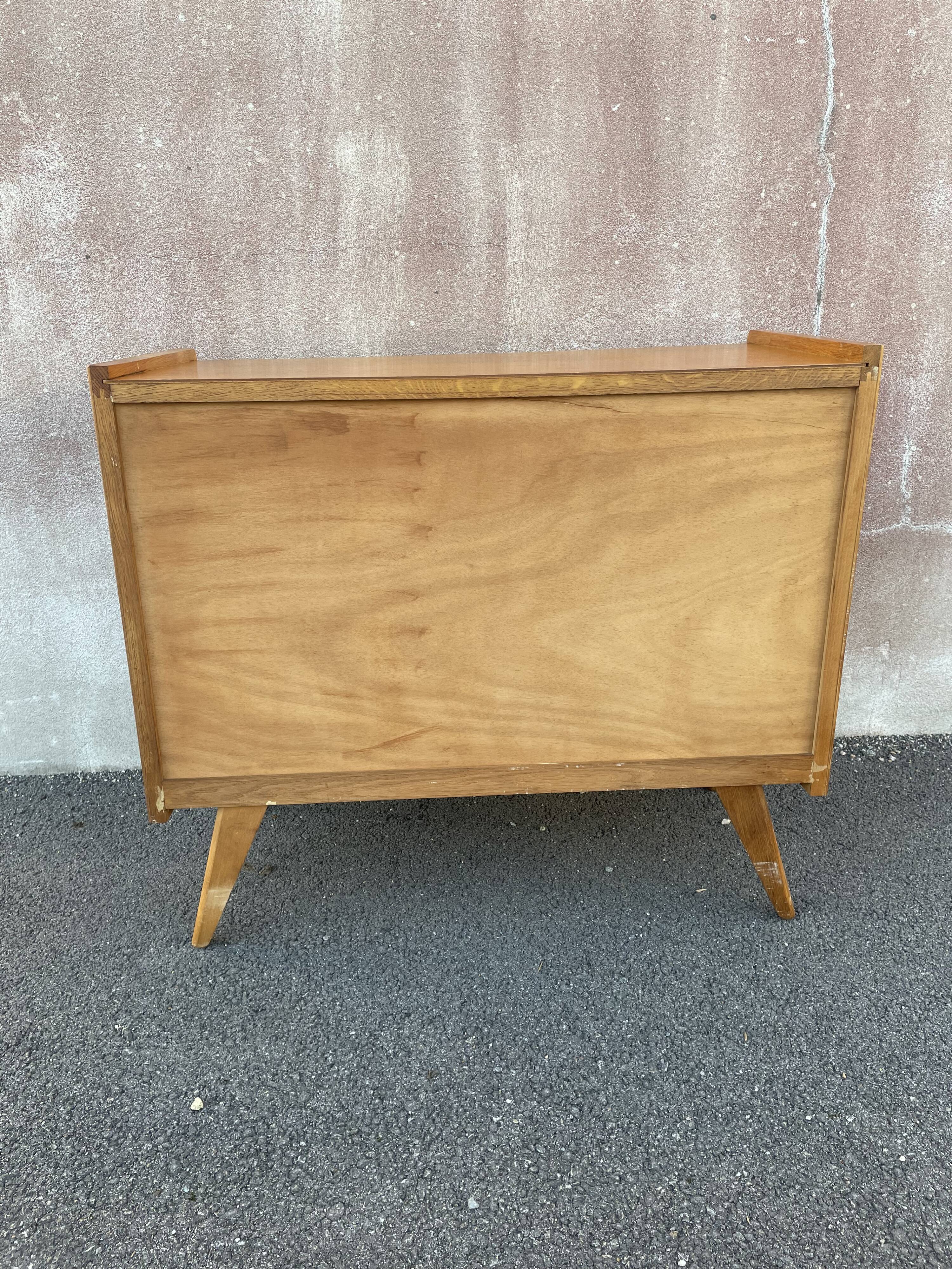 Commode bois et rotin
