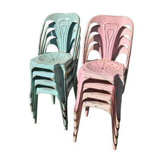 Set of 8 metal chairs by Joseph Mathieu Multipl's