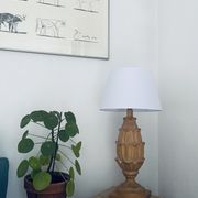 Large carved wooden lamp