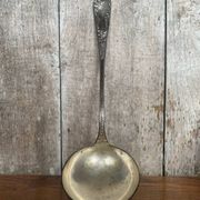 Old SFAM Goldsmith's Ladle Silver Plated Metal 12G Leaf Decor #B342