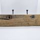 Solid teak coat hook with 2 double cast iron hooks